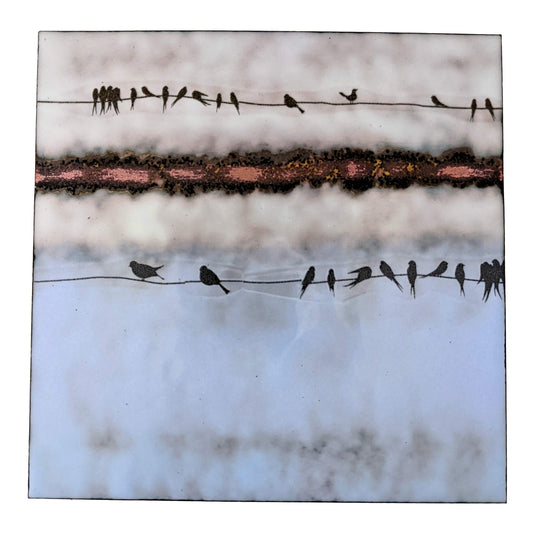 Birds on a Wire Wall Panel by Delinda Mariani