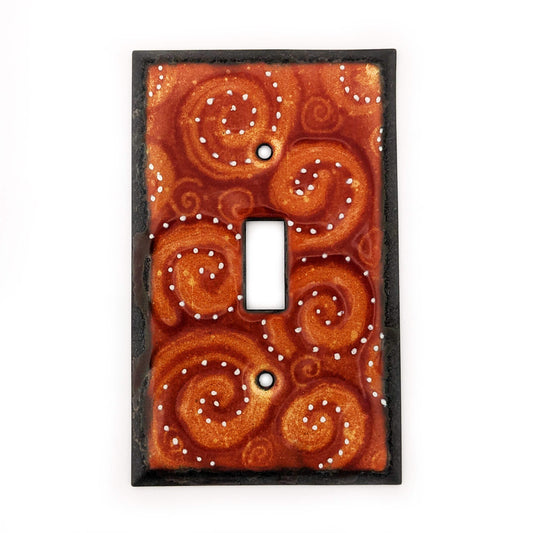 Enameled Copper Switch Plate by Delinda Mariani- Copper swirls with dots