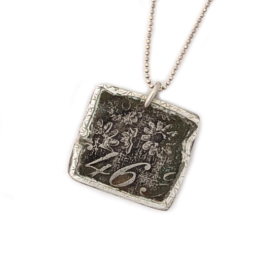 Etched Flower "46" Pendant by Kim O'Neill